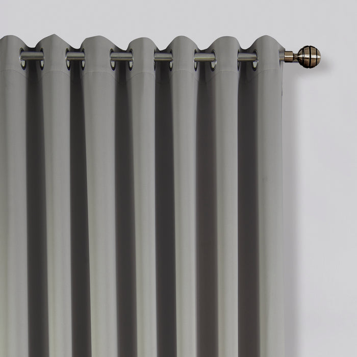 Extra Long Eyelet Curtain Pair 285cm Drop Dove Grey 90" x 112" Two Tie Backs Included