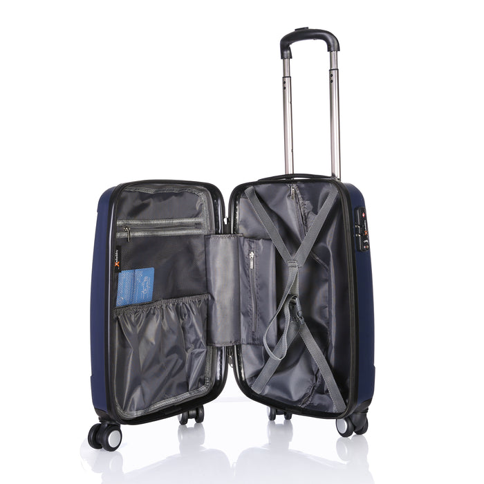 Hard Shell Cabin Suitcase 53x33x18cm 4 Double Spinner Wheels