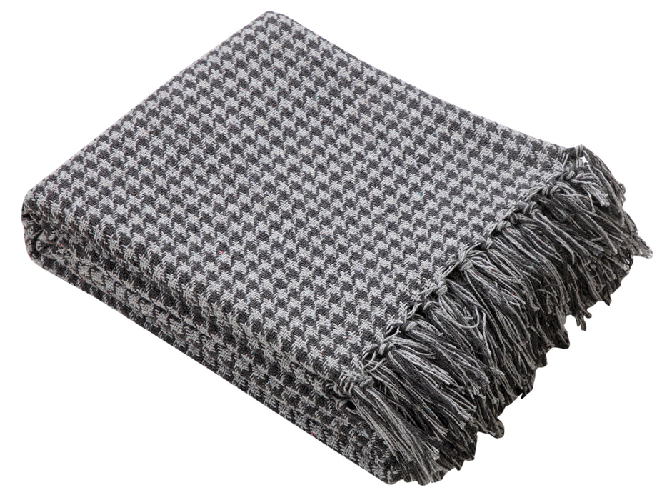 Houndstooth Throw Blanket 100% Cotton for Armchair, Single and Double Beds