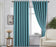 66" x 90" Teal Blackout Bedroom Eyelet Curtains with Tiebacks