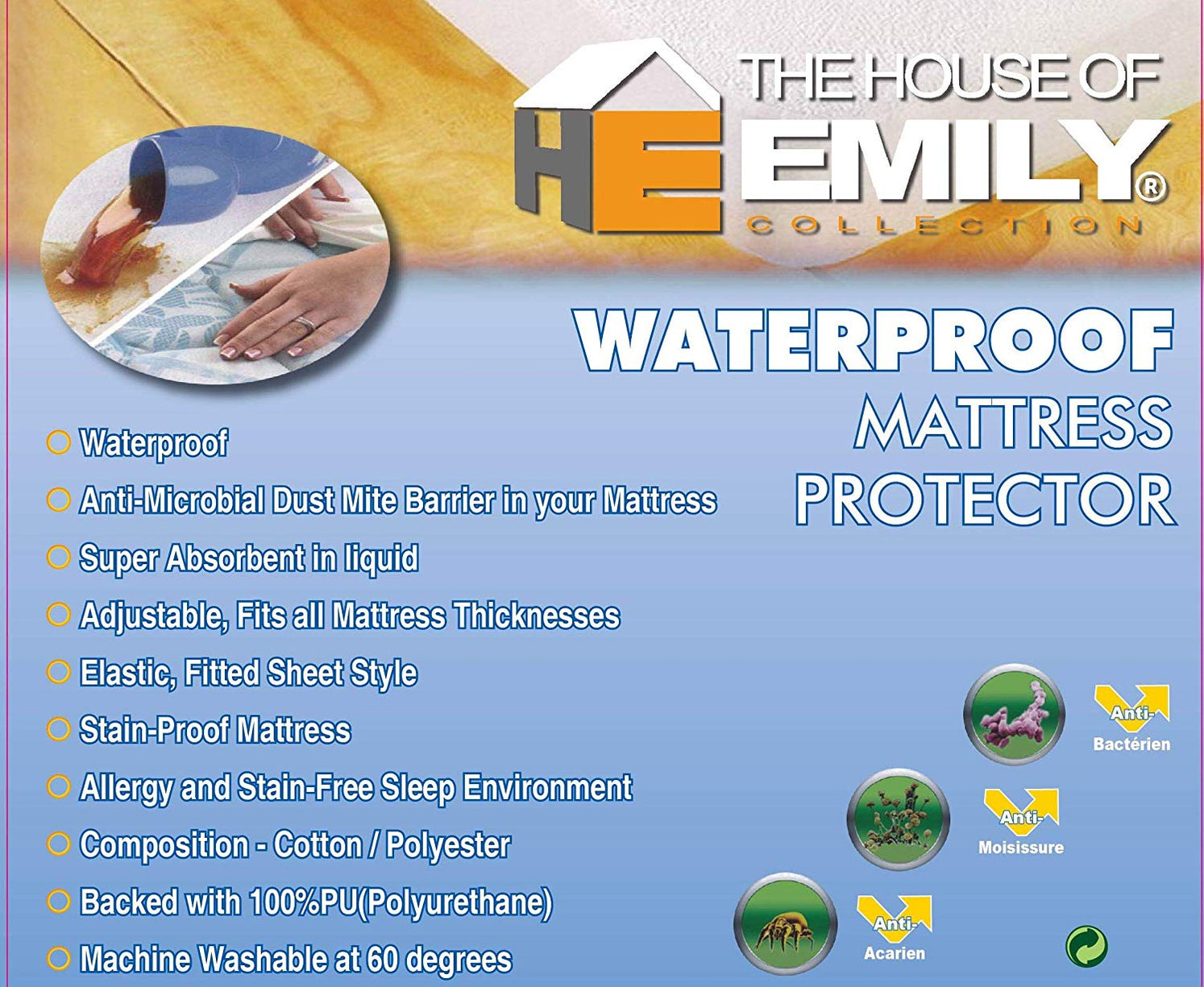 Super King Size Waterproof Mattress Protector Terry Towelling 15 Inch