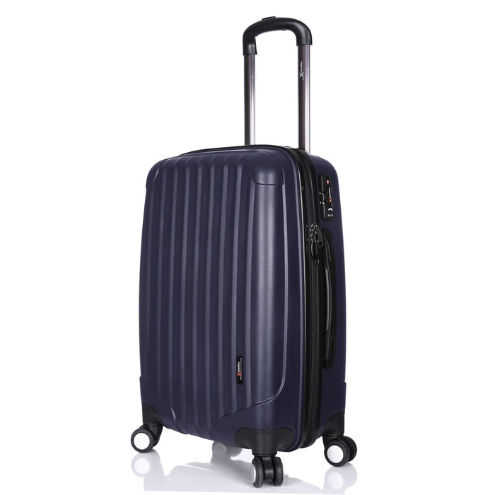 Hard Shell Suitcase Set of 3 Navy Blue Luggage X® 4 Double Spinner Wheels
