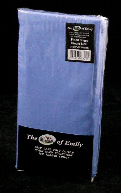 Mid Blue Single Fitted Sheet 10" Depth Poly Cotton
