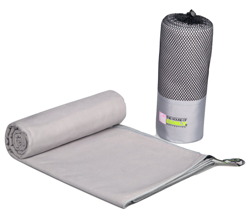 Microfibre Beach Towel Extra Large 150cm x 200cm Quick Dry With Carry Bag Silver Grey