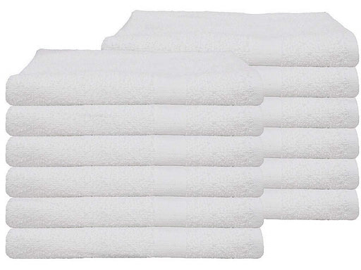 Wholesale Thin White Hand Towels Bulk Buy 100% Cotton 320 gsm Budget Quality Packs of 12 and 96