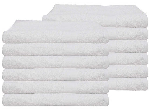 White Thin Hand Towels Bulk Buy 100% Cotton 320 gsm Budget Quality Packs of 12 and 96