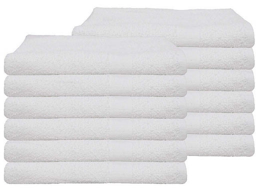 Wholesale Thin White Bath Towels Bulk Buy 100% Cotton 320 gsm Budget Quality Packs of 12, 60, 72 and 720