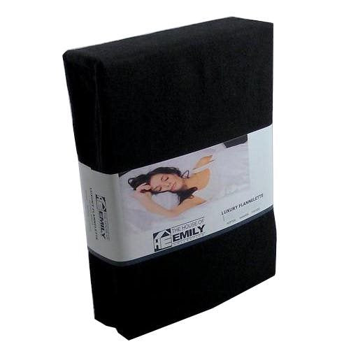 Flannelette Fitted Sheet Small Double 12" Extra Deep Black