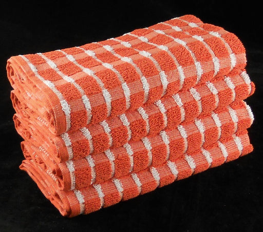Extra Large Tea Towels Orange 100% Cotton Terry Pack of 4