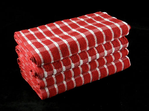 Extra Large Red 100% Cotton Tea Towels Pack of 4