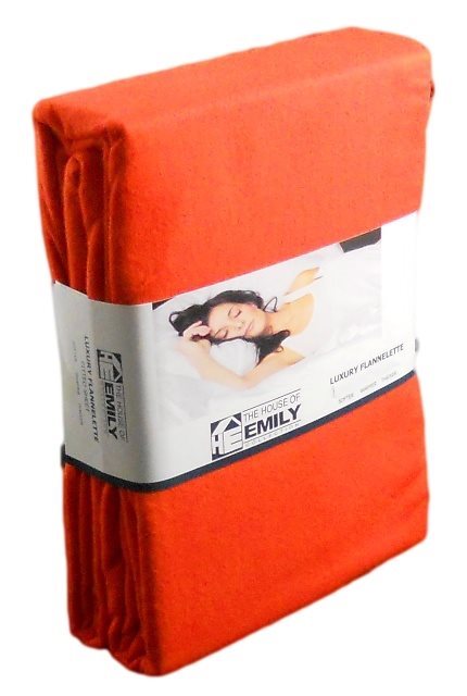 4 FT Small Double Brushed Cotton Flannelette 12" Extra Deep Fitted Sheet Flame Orange